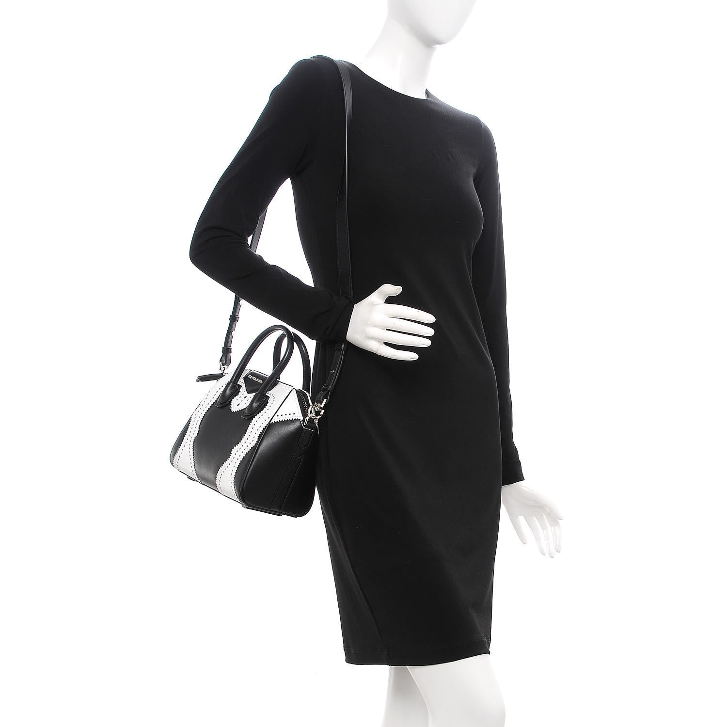 Givenchy Calfskin Brogue Mini Antigona Black White 2 of 7