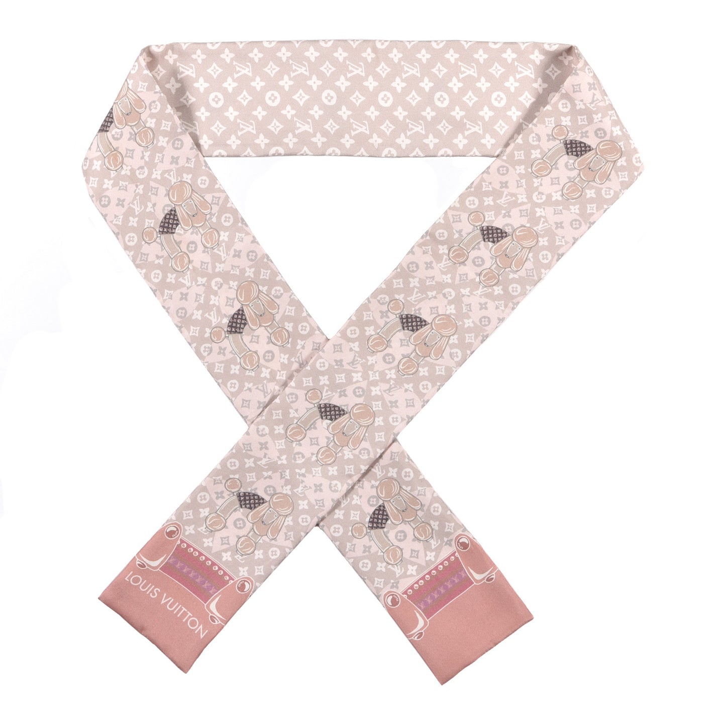 Silk Monogram Poodle Animalle Bandeau Rose Pale