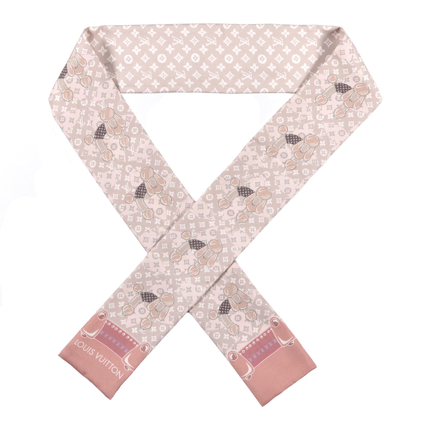 Louis Vuitton Silk Monogram Poodle Animalle Bandeau Rose Pale 1 of 4