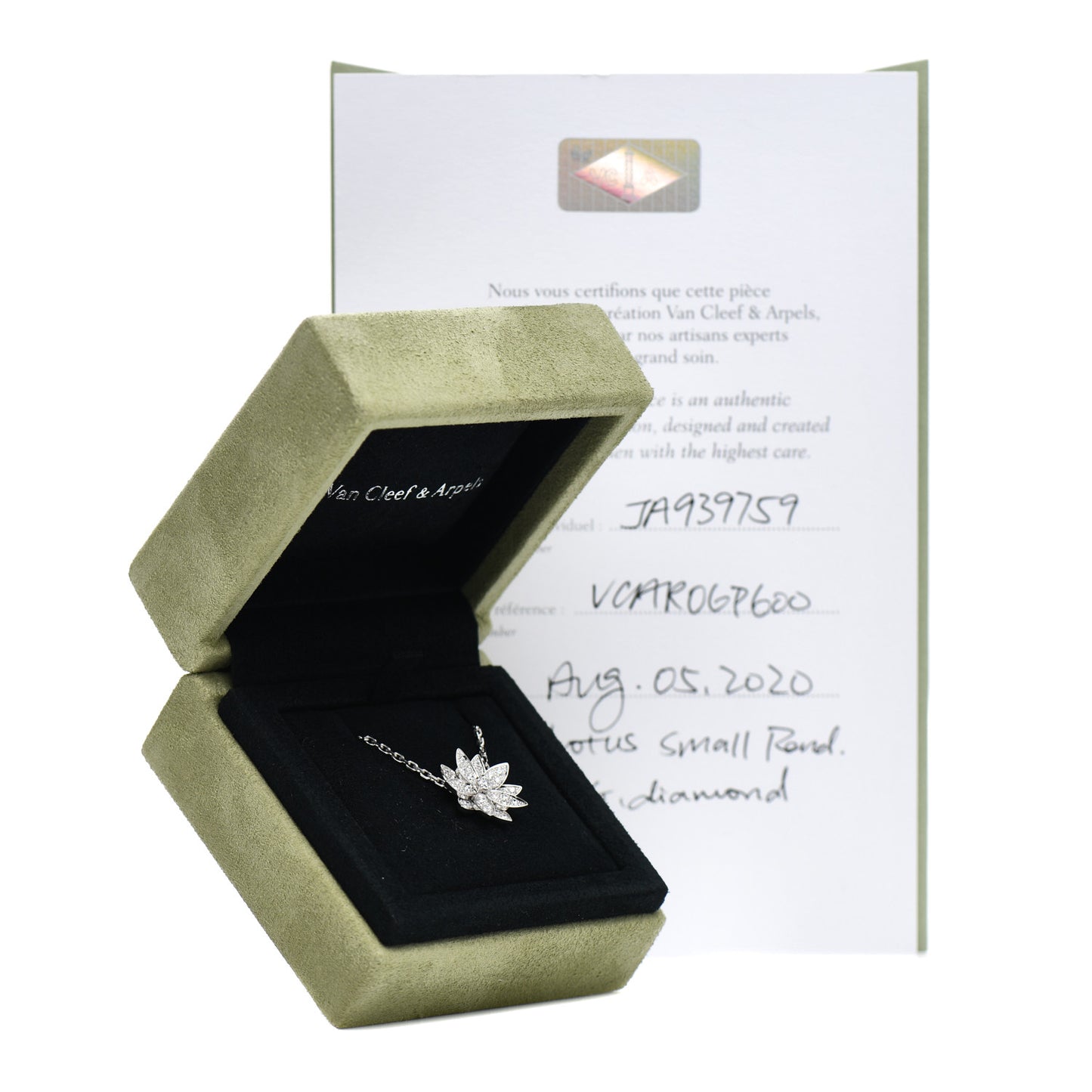 18K White Gold Diamond Small Lotus Pendant Necklace