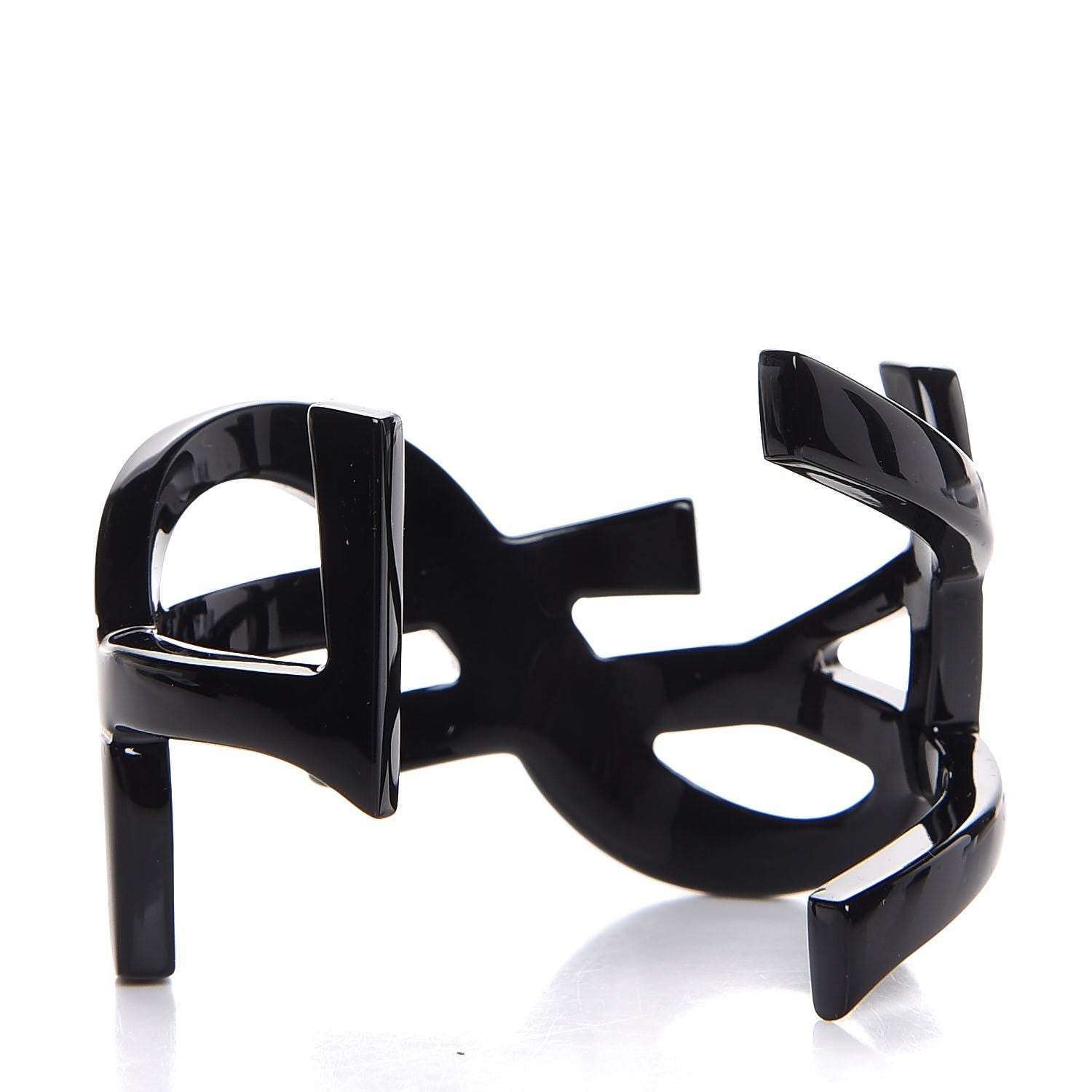 Saint Laurent Brass Monogram Medium Cuff Bracelet Black 3 of 4