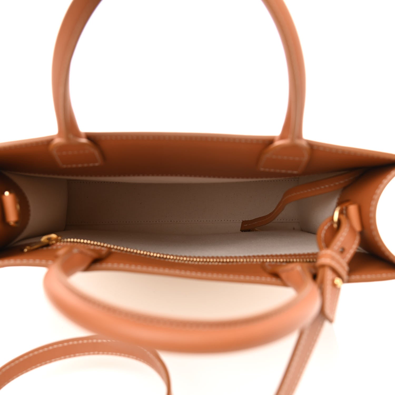 Celine Canvas Calfskin Logo Print Small Vertical Cabas Natural Tan 5 of 10