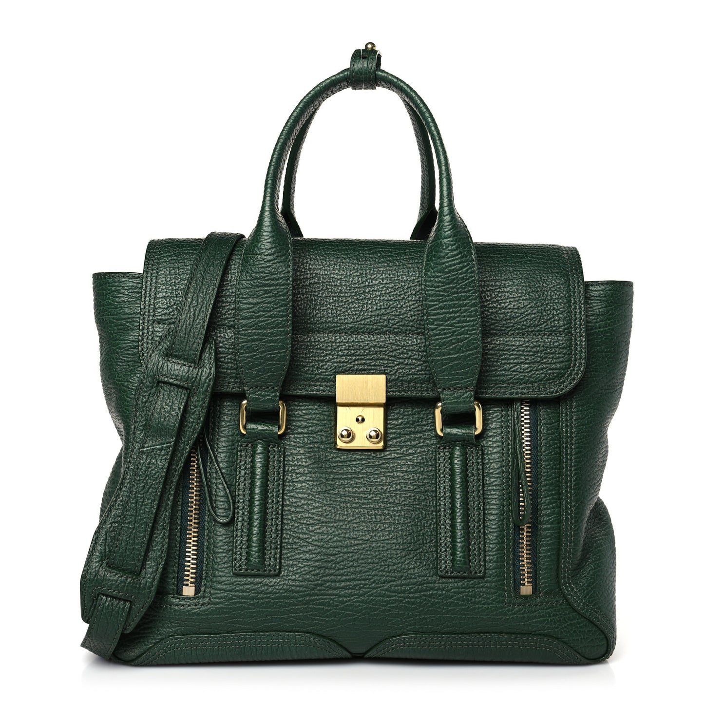 Textured Calfskin Medium Pashli Satchel Jade