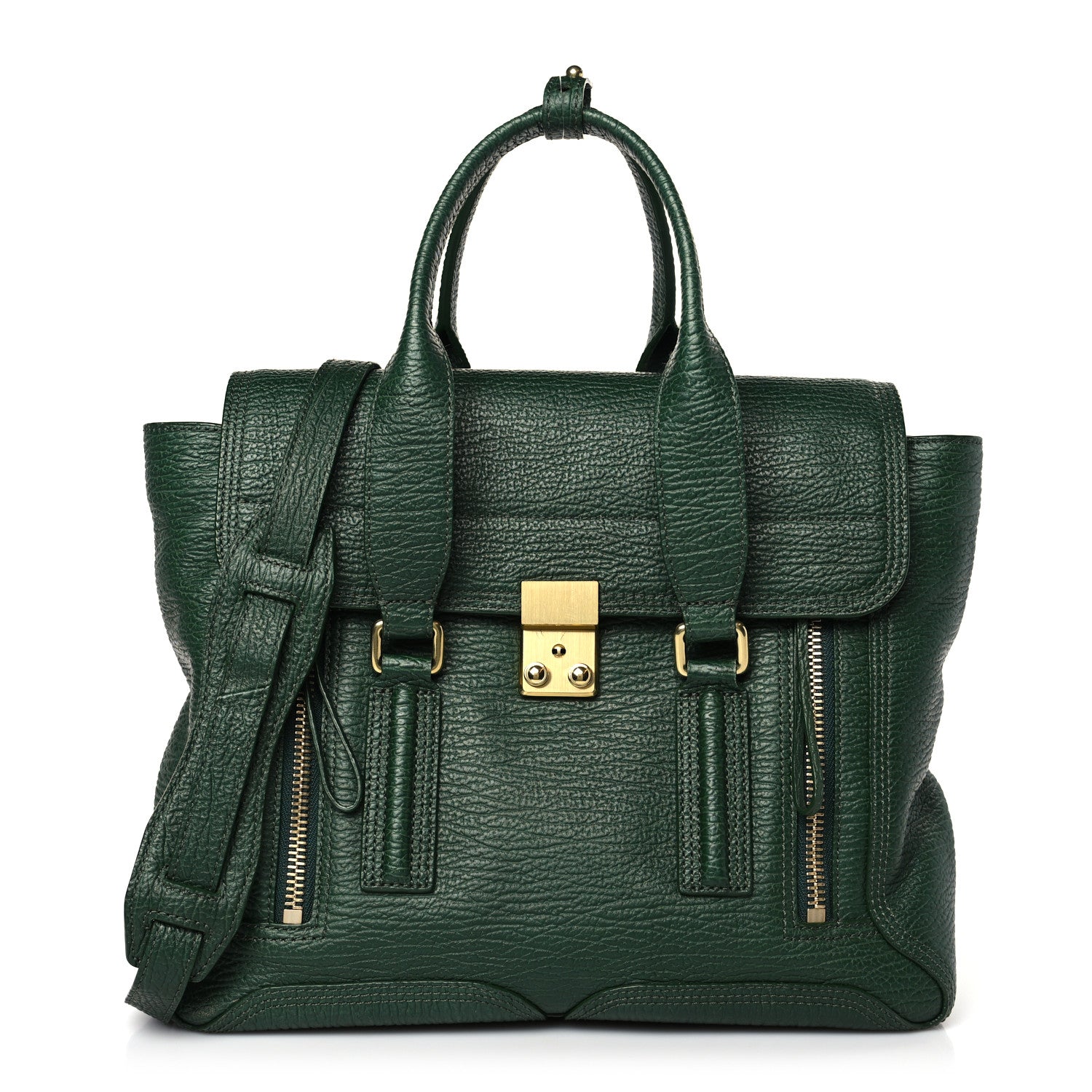 3.1 Phillip Lim Textured Calfskin Medium Pashli Satchel Jade 2 of 10