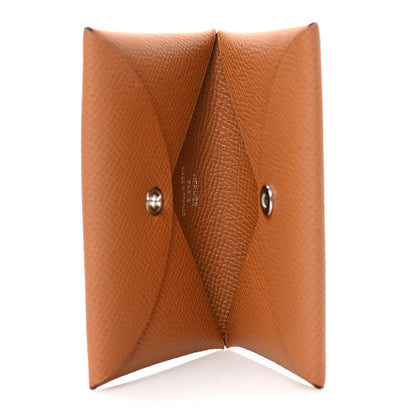 Hermes Epsom Calvi Card Case Gold 5 of 6