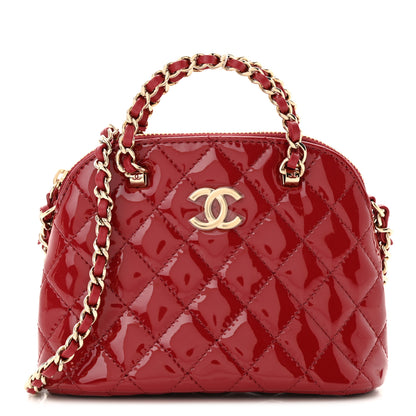 Chanel Patent Calfskin Quilted Shiny Coco Clutch With Chain Red 1 of 11