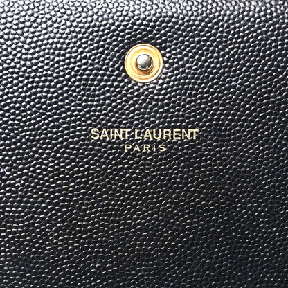 Saint Laurent Grain De Poudre Monogram Chain Wallet Black 6 of 8