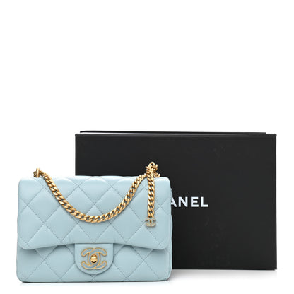 Chanel Lambskin Enamel Quilted Pending CC Small Flap Light Blue 11 of 11