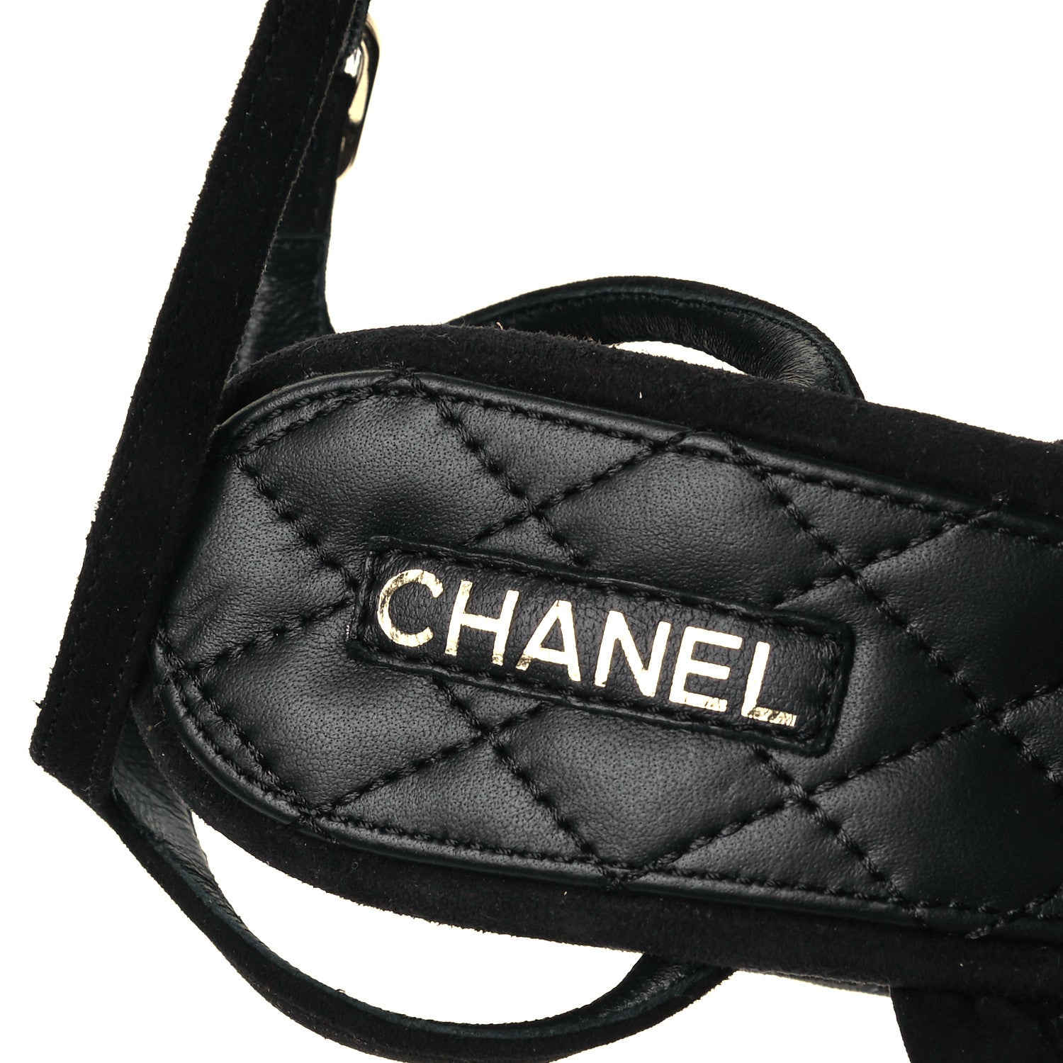 Chanel Kid Suede Chain Braided Sandals 36 Black 7 of 7