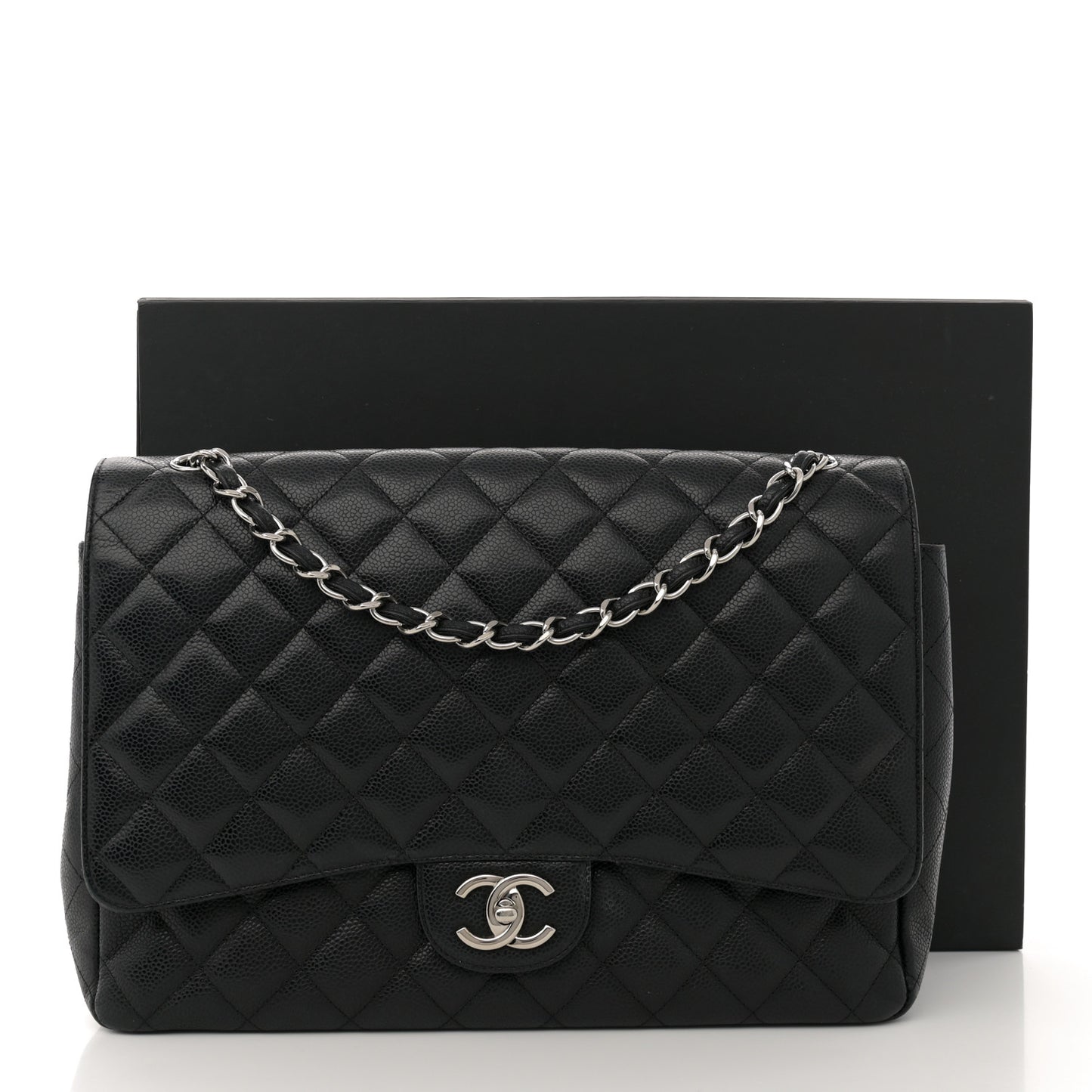 Caviar Quilted Maxi Double Flap Black