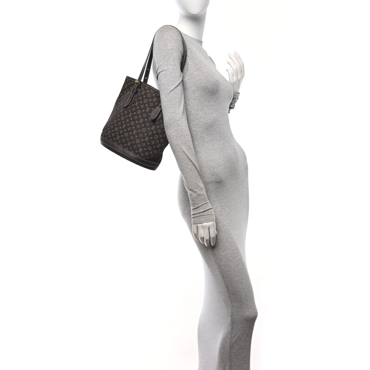 Mini Lin Monogram Bucket Bag Ebene