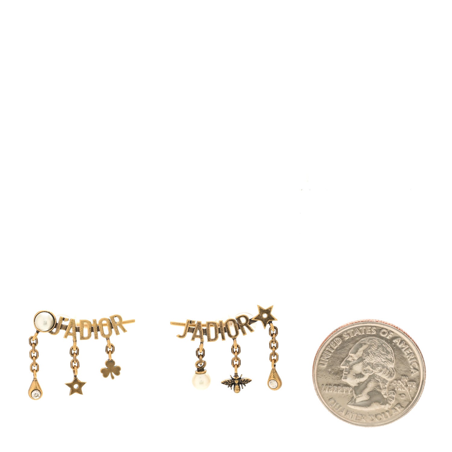 Christian Dior Pearl Crystal J'Adior Earrings Aged Gold 2 of 4