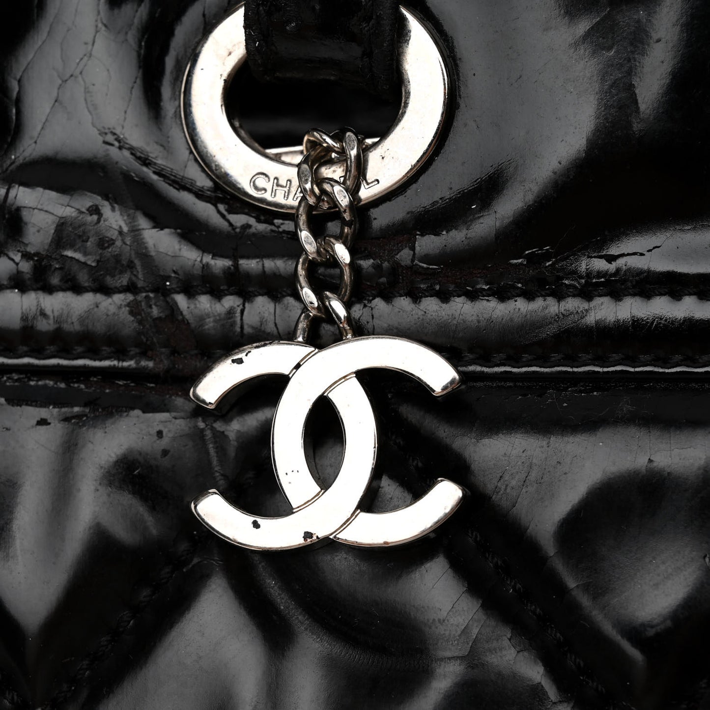 Vinyl Quilted Large Paris Biarritz Tote Black