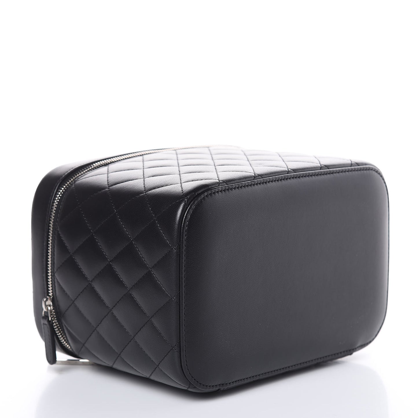 Lambskin Quilted Large Vanity Pouch Black