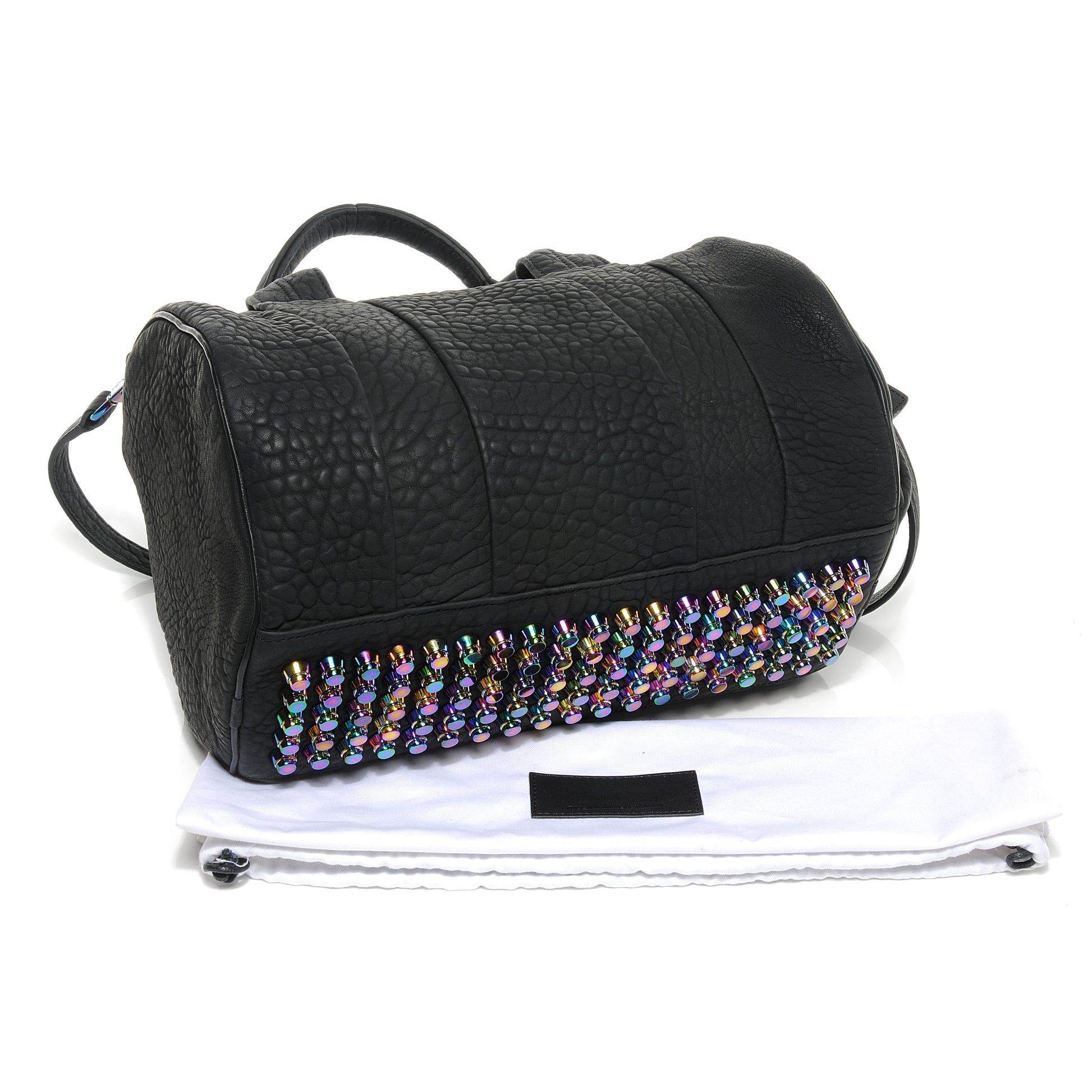 Alexander Wang Leather Rocco Duffel Matte Black w Iridescent Hardware 4 of 6