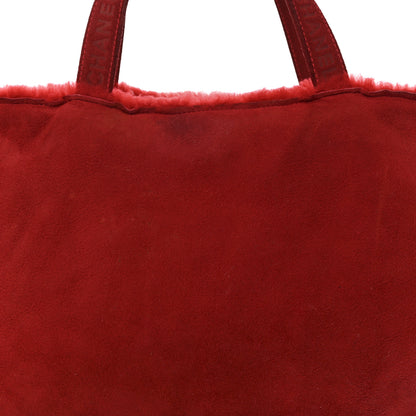 Chanel Suede Shearling Fur Handbag Red 9 of 14