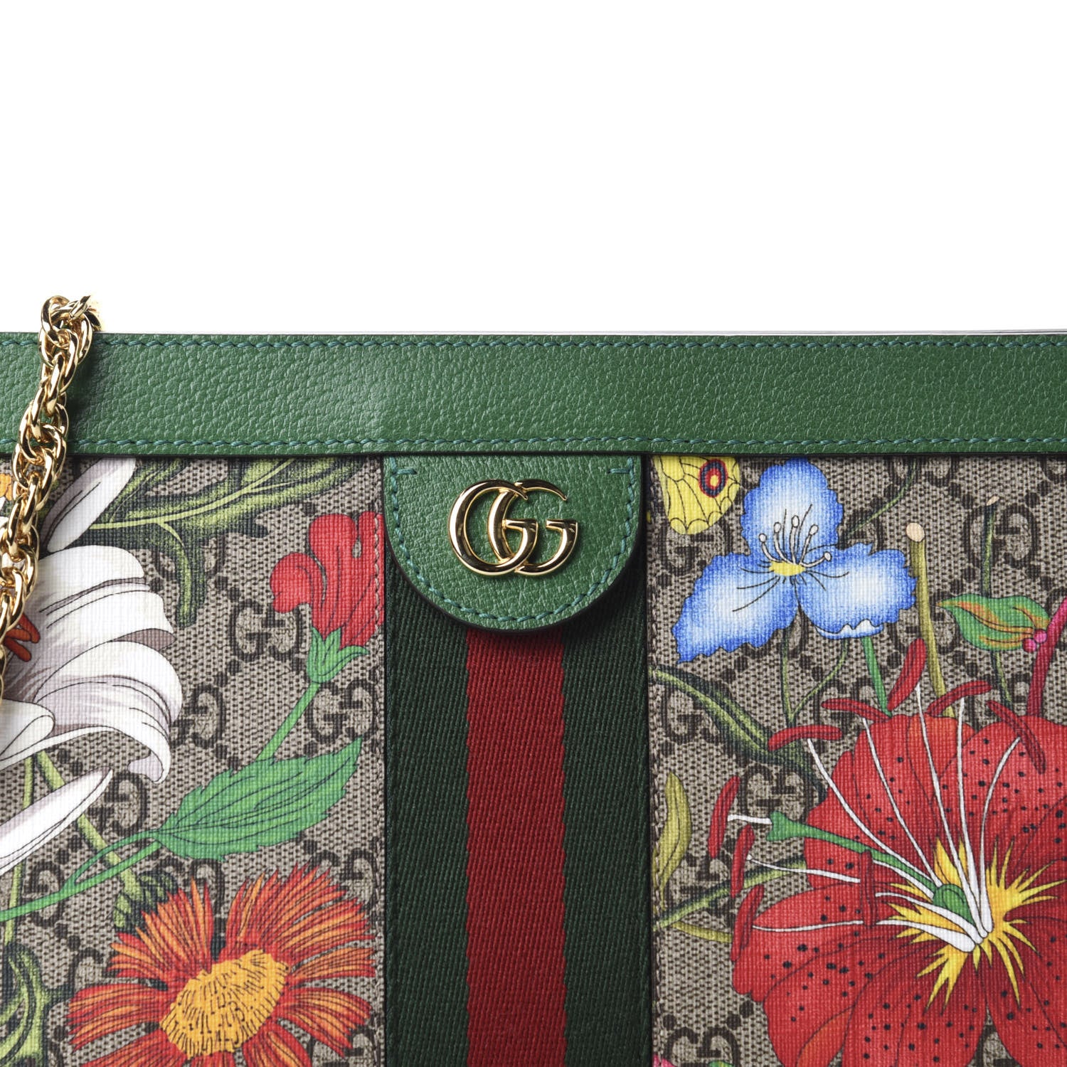 Gucci GG Supreme Monogram Flora Web Small Ophidia Chain Shoulder Bag Green 11 of 11