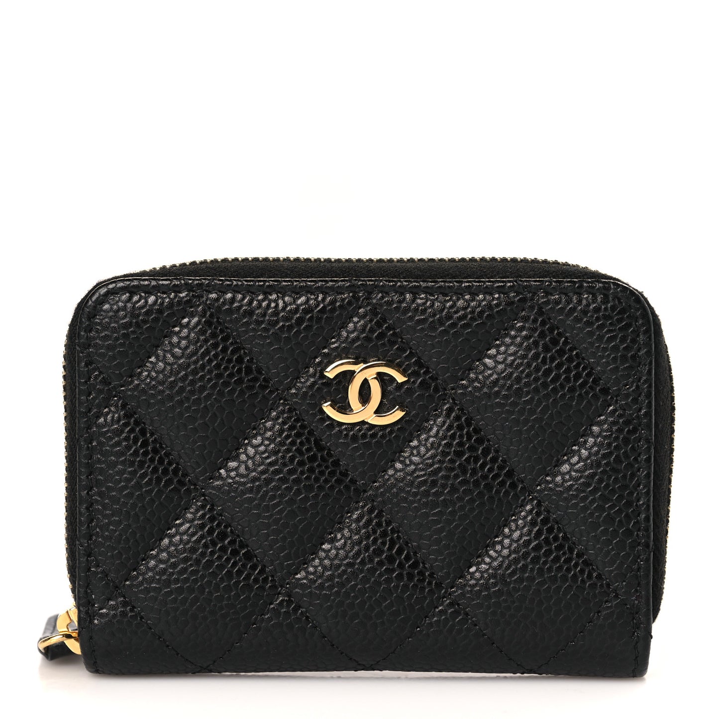 Caviar Quilted Zip Coin Purse Black