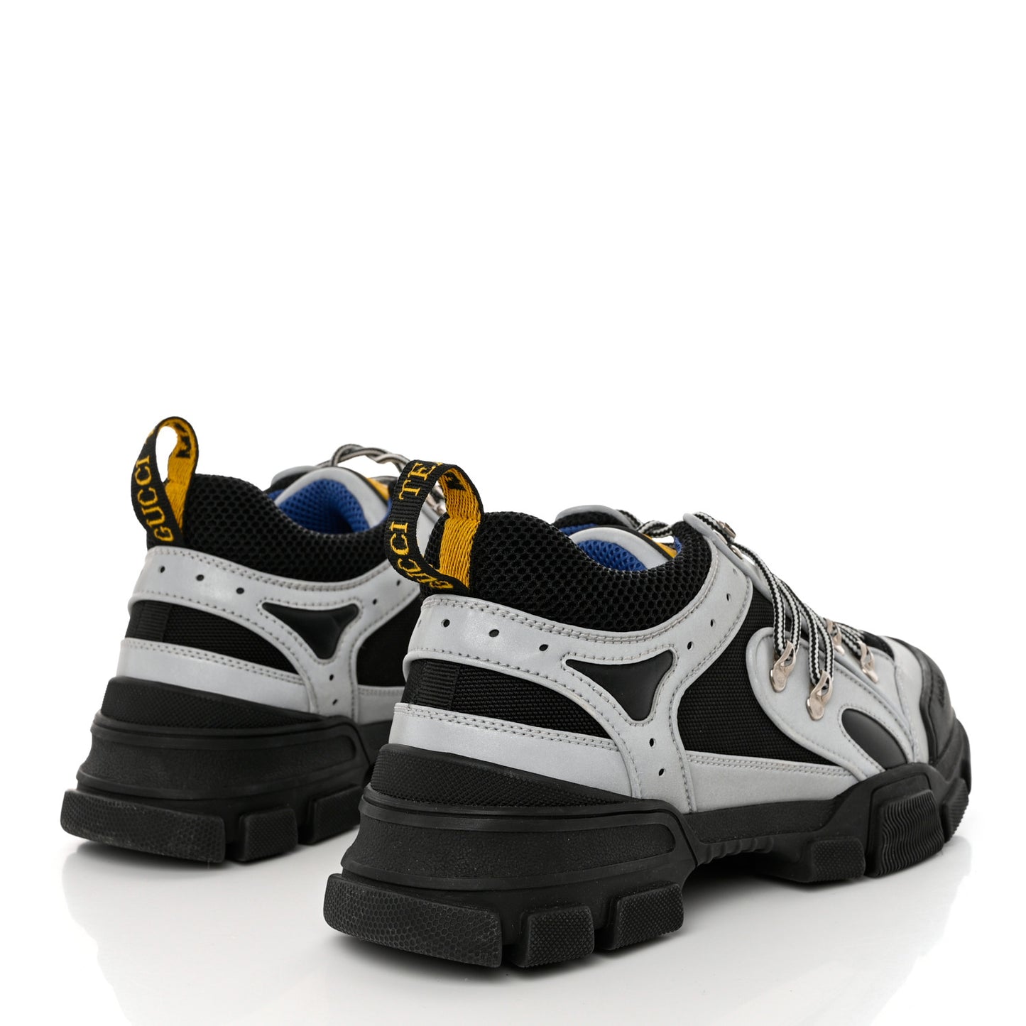 X SEGA Mesh Technical Canvas Calfskin Reflective Mens Flashtrek Sneakers 10.5 Silver Black
