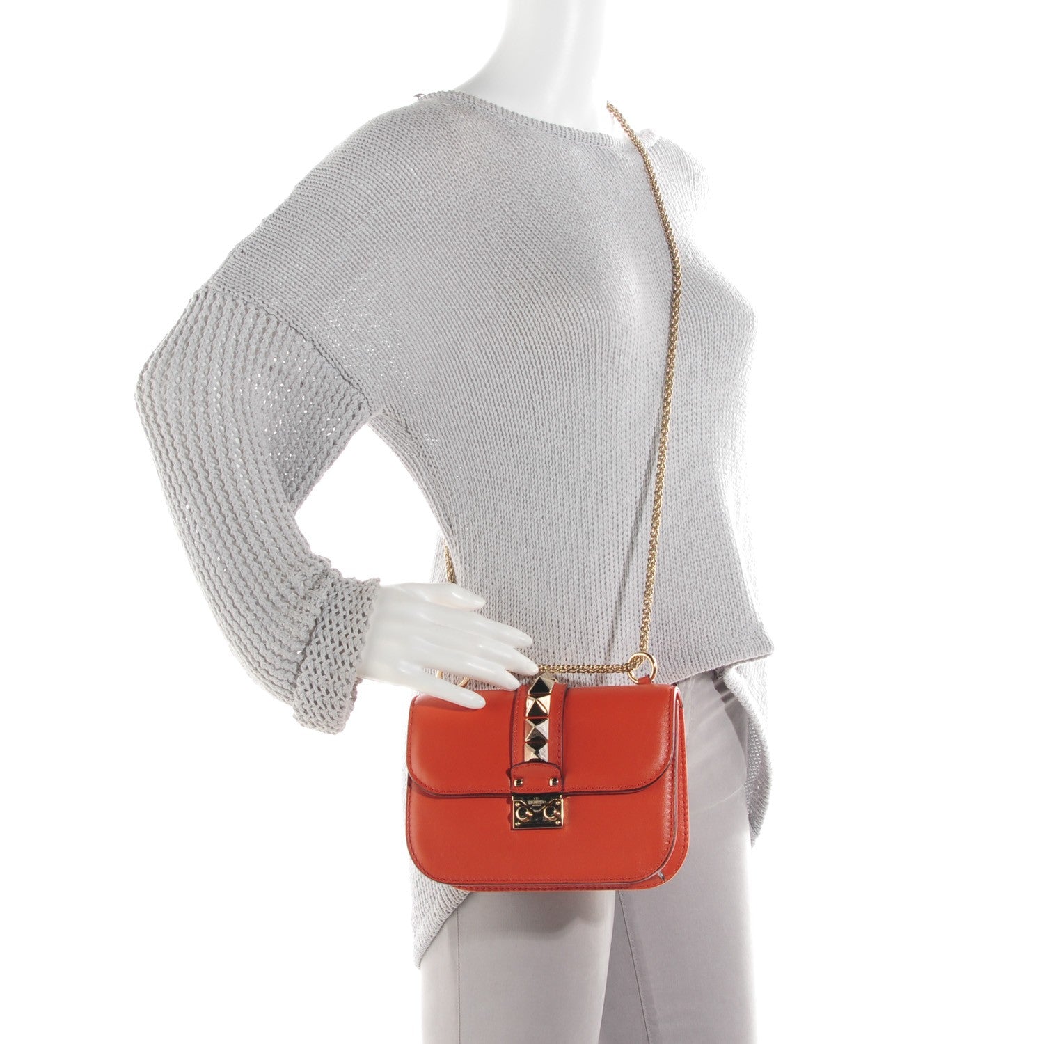Valentino Garavani Vitello Small Glam Lock Rockstud Flap English Red 2 of 7