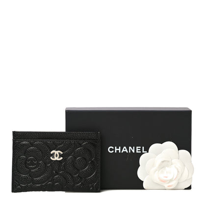 Chanel Caviar Camellia Embossed Card Holder Black 12 of 12