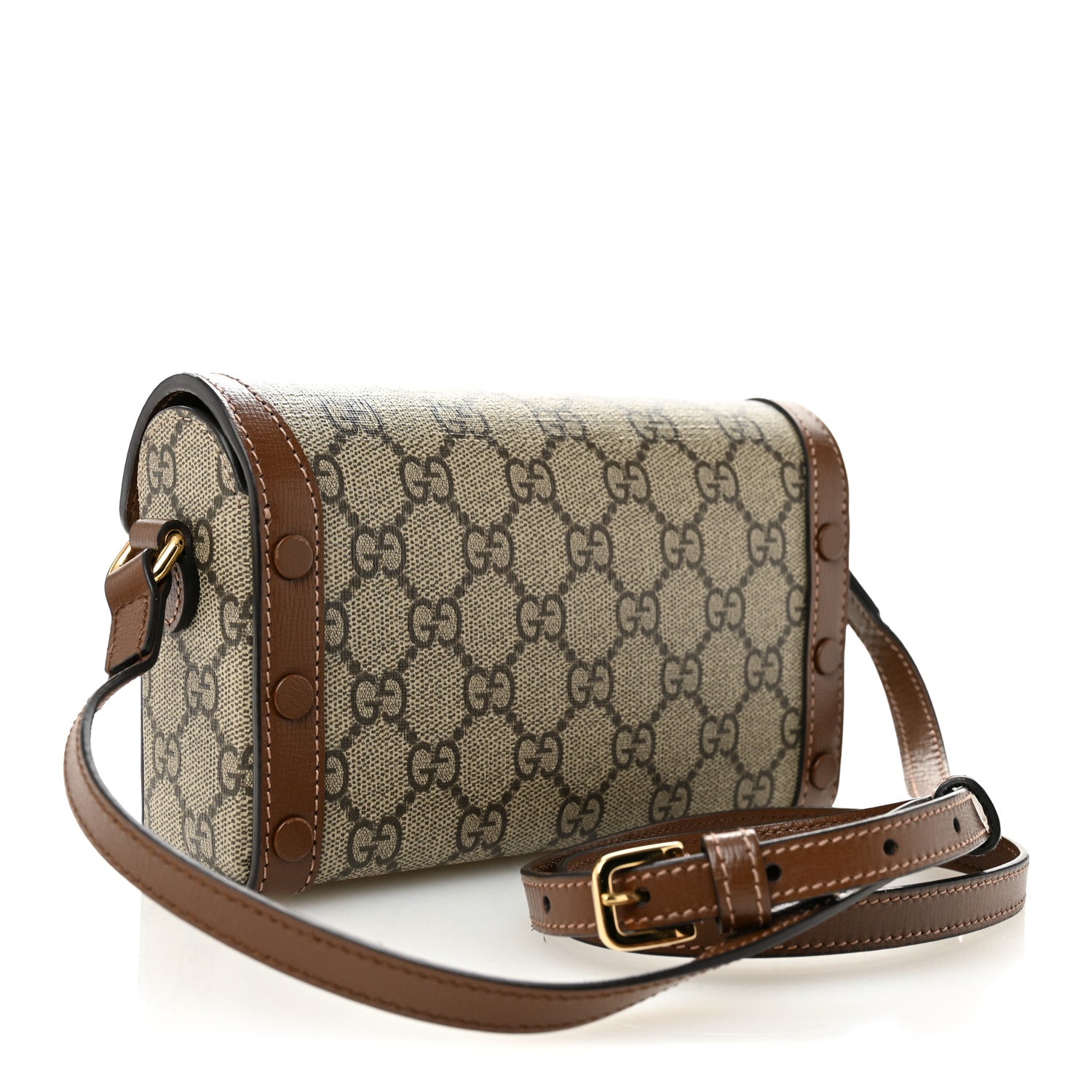 Gucci GG Supreme Monogram Mini Horsebit 1955 Shoulder Bag Beige Brown Sugar 3 of 10