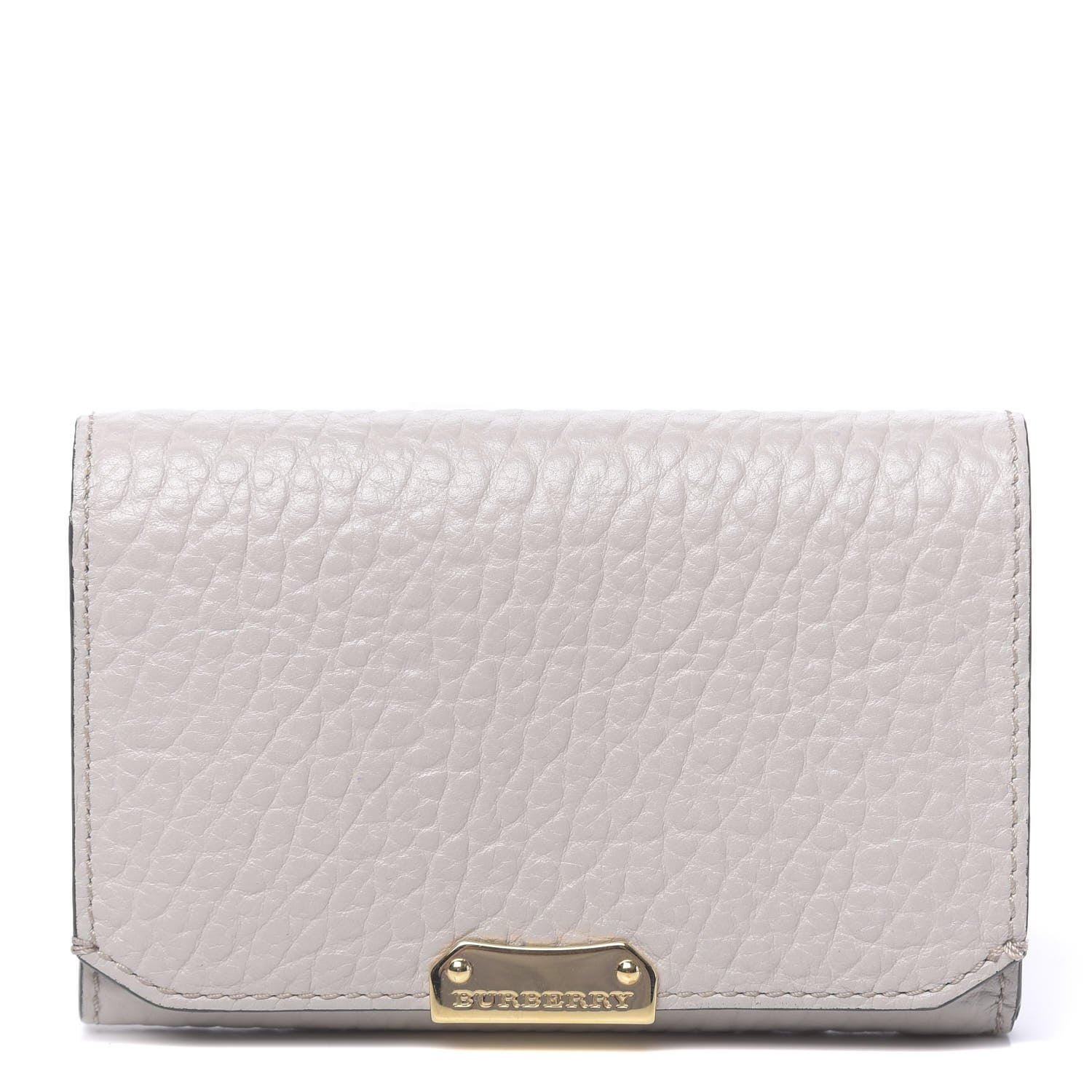 Burberry Signature Grain Calfskin Compact Wallet Stone White 1 of 9