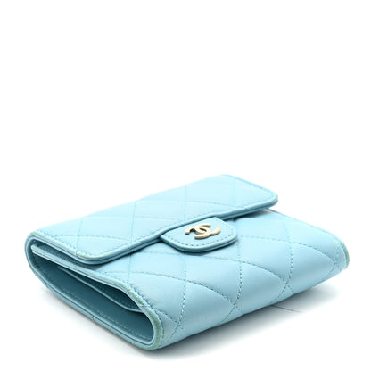 Chanel Lambskin Quilted Compact Flap Wallet Light Blue 4 of 9
