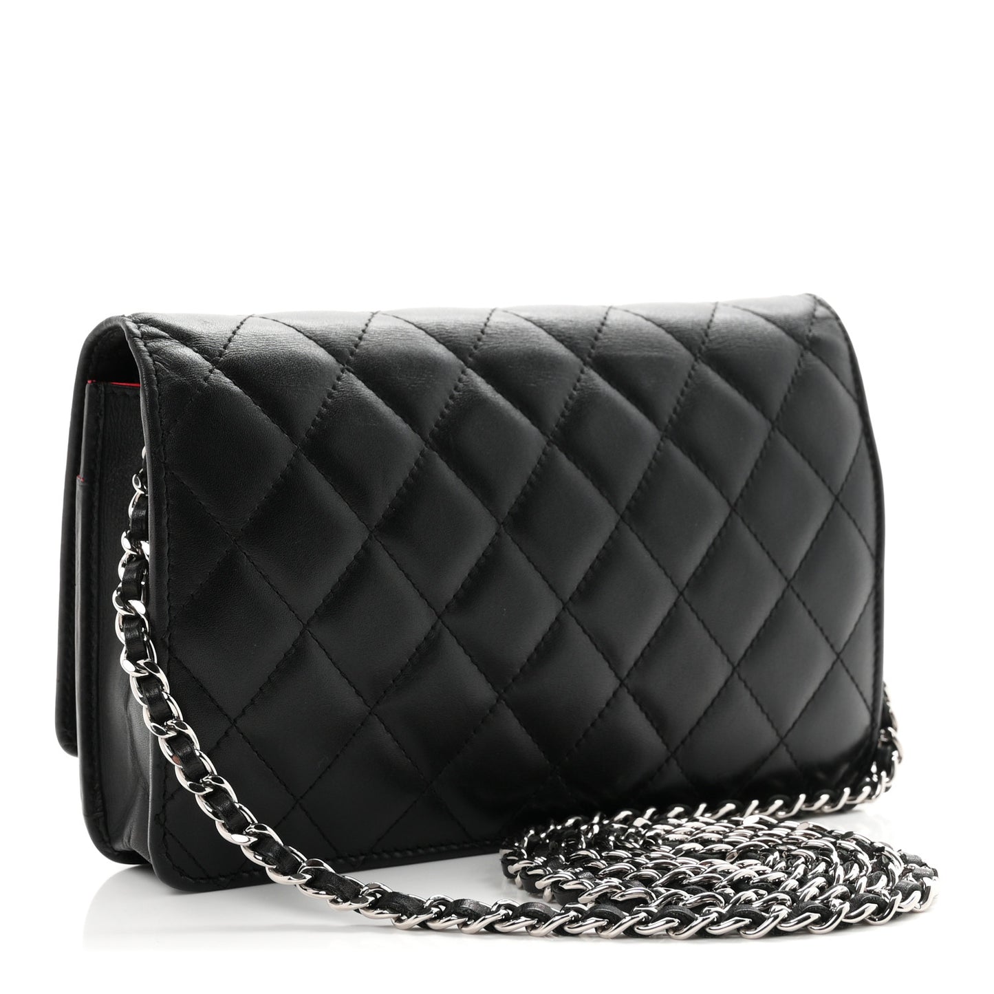 Calfskin Quilted Cambon Wallet on Chain WOC Black