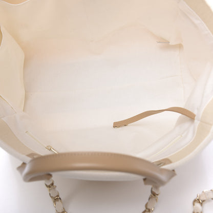 Chanel Canvas Pearl Medium Deauville Tote Ecru Beige 5 of 10