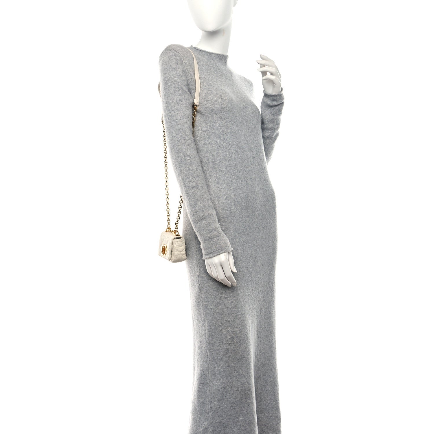 Christian Dior Supple Calfskin Cannage Micro Caro Bag Latte 2 of 8