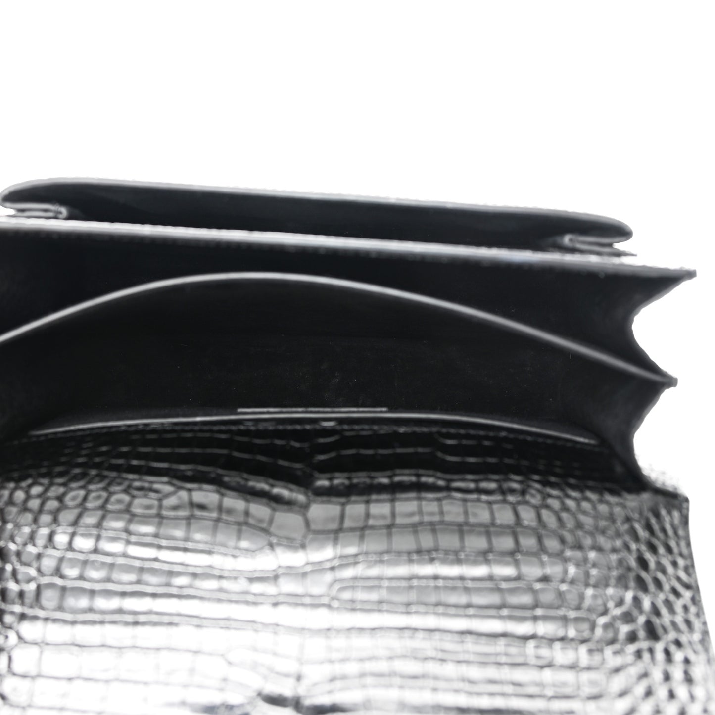 Calfskin Crocodile Embossed Medium Monochrome Monogram Sunset Black