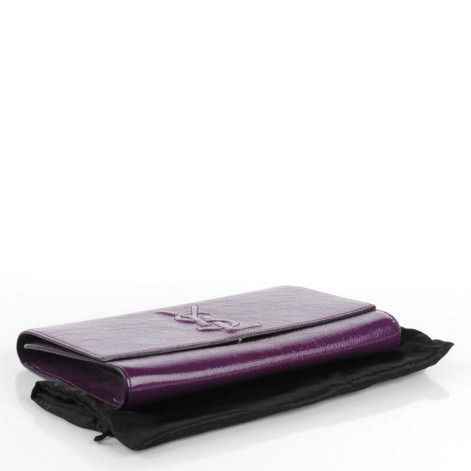 Saint Laurent Textured Patent Monogram Large Belle De Jour Clutch Purple 4 of 7