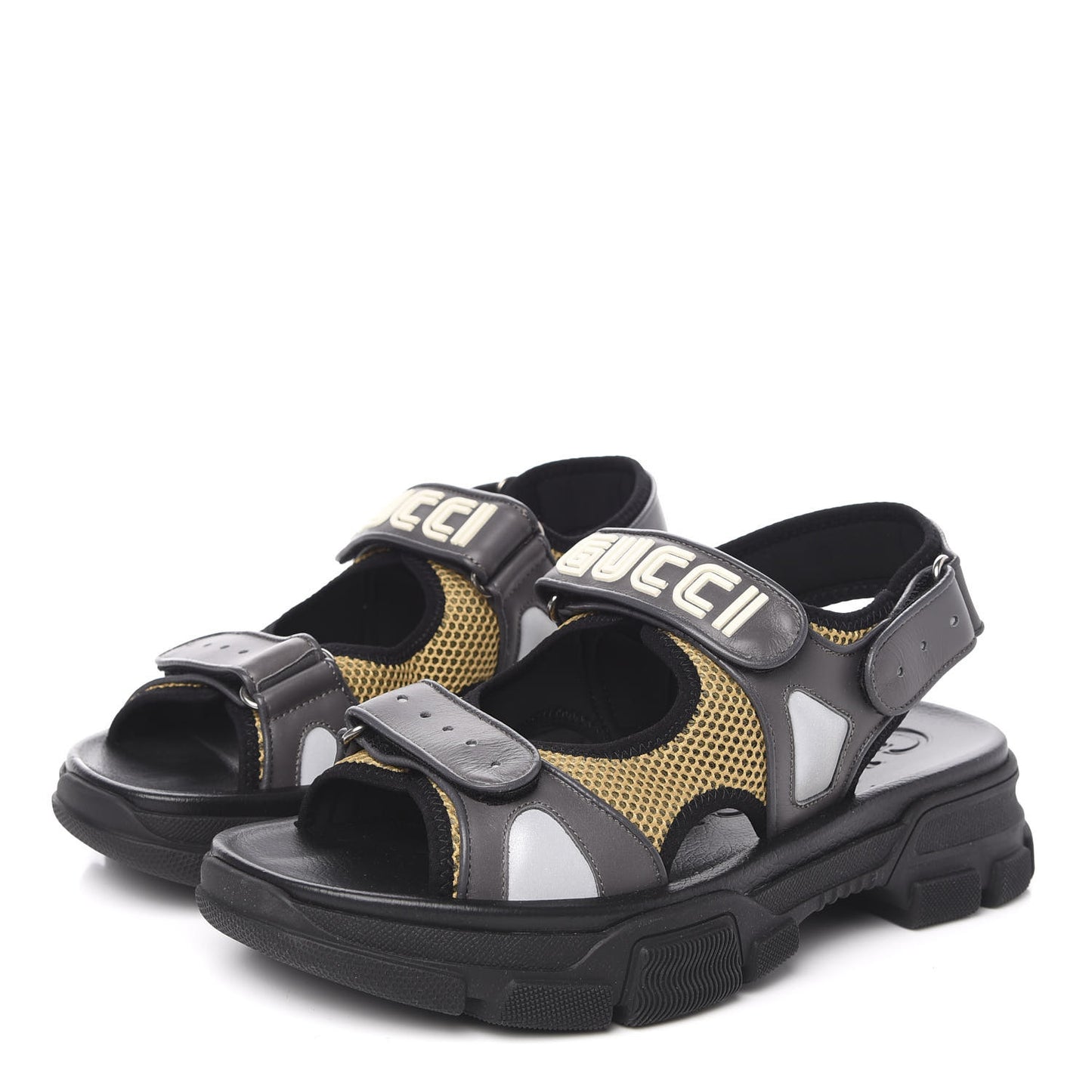 X SEGA Nappa Mesh Mens Aguru Sandals 9 Loess Black