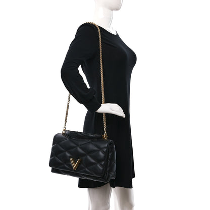 Louis Vuitton Lambskin Malletage Top Handle GO-14 GM Black 2 of 9
