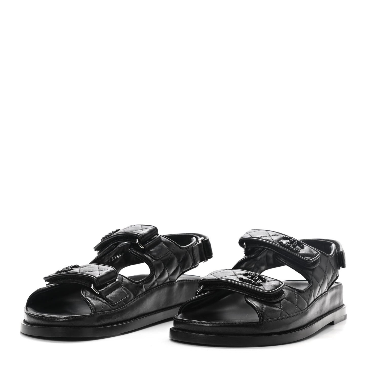 Lambskin Velcro Dad Sandals 39 Black