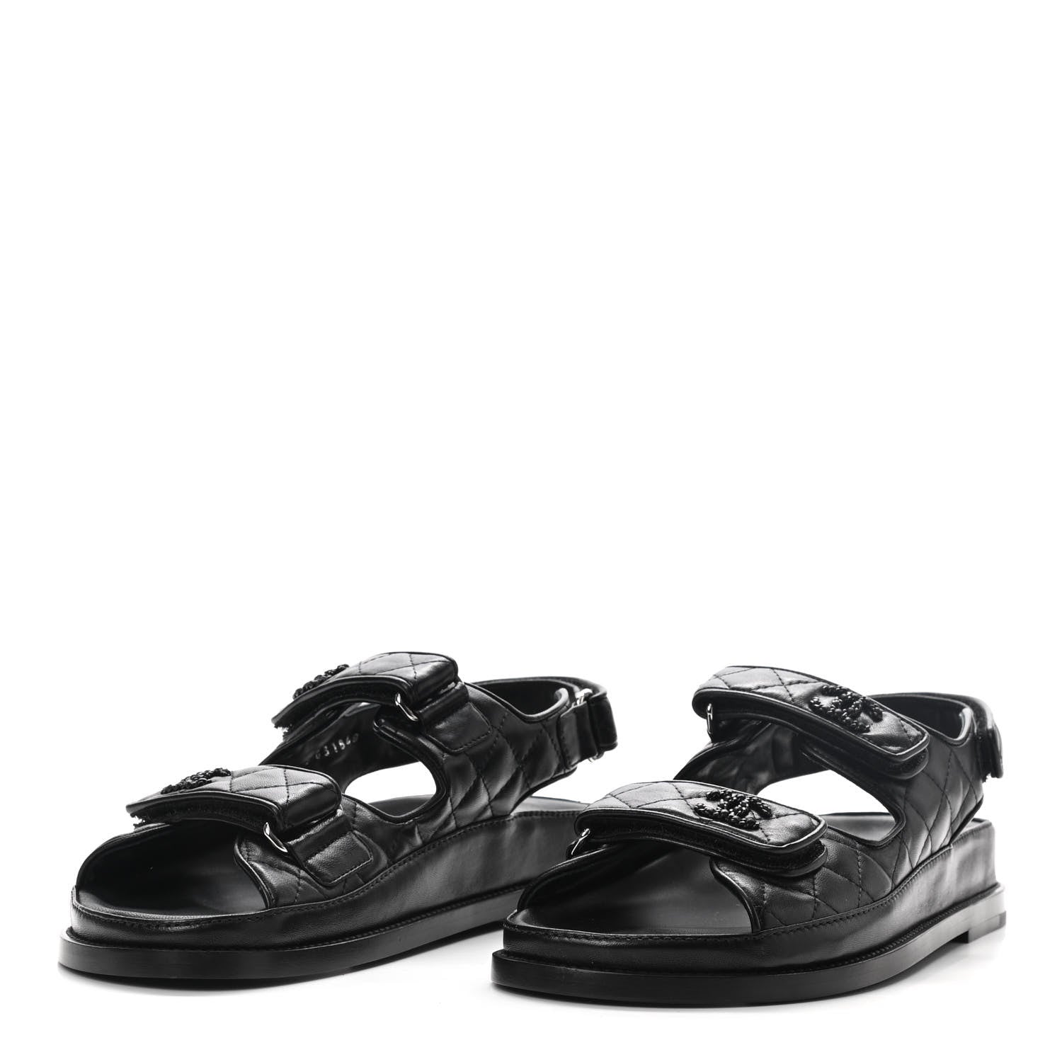 Chanel Lambskin Velcro Dad Sandals 39 Black 4 of 8