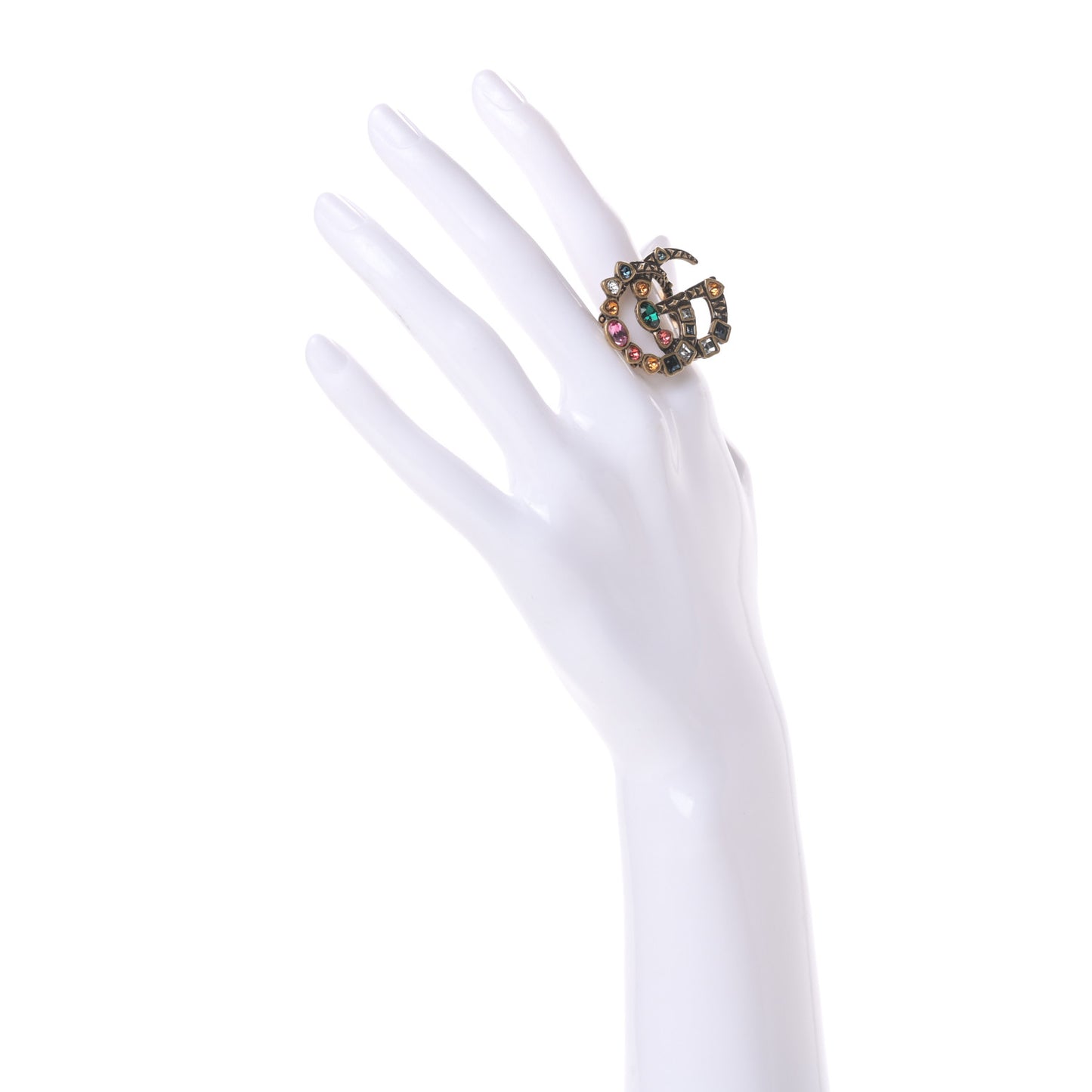 Crystal Double G Ring M Multicolor