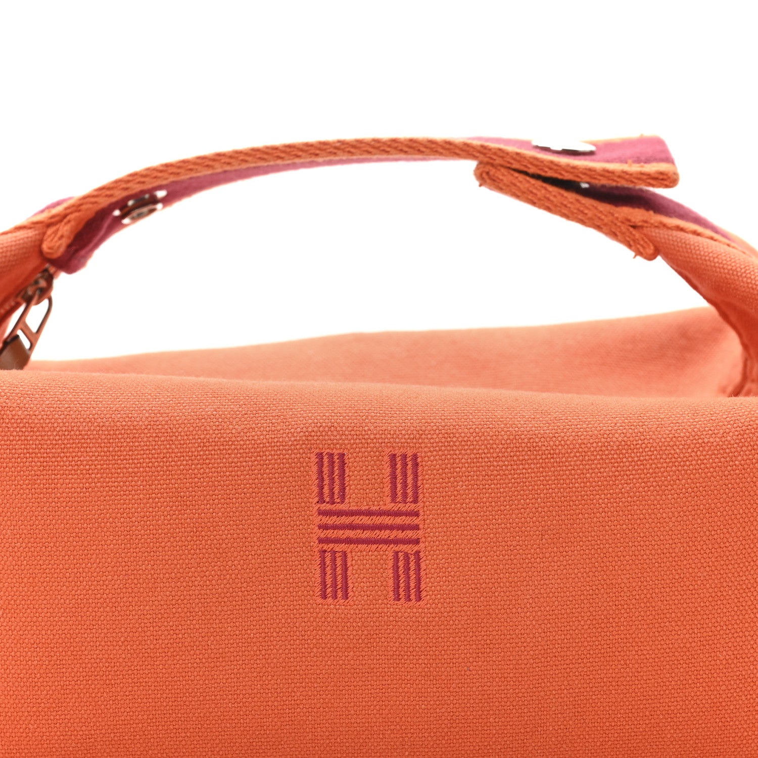 Hermes Canvas Small Bride-A-Brac Pouch Orange Burgundy 7 of 7