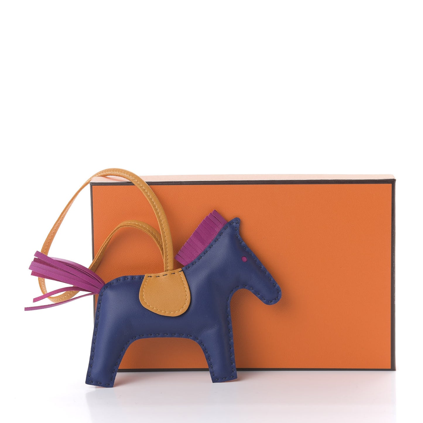 Milo Lambskin Grigri Rodeo Horse Bag Charm MM Bleu Saphir Rose Pourpre Naturel Bouton D'Or