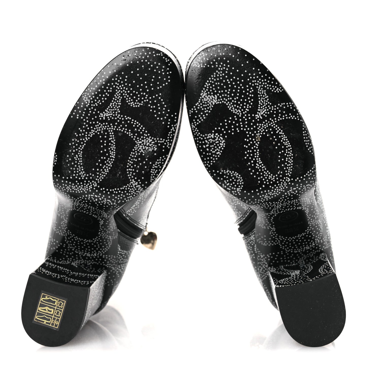Calfskin Camellia Printed Ankle Boots 38.5 Black White