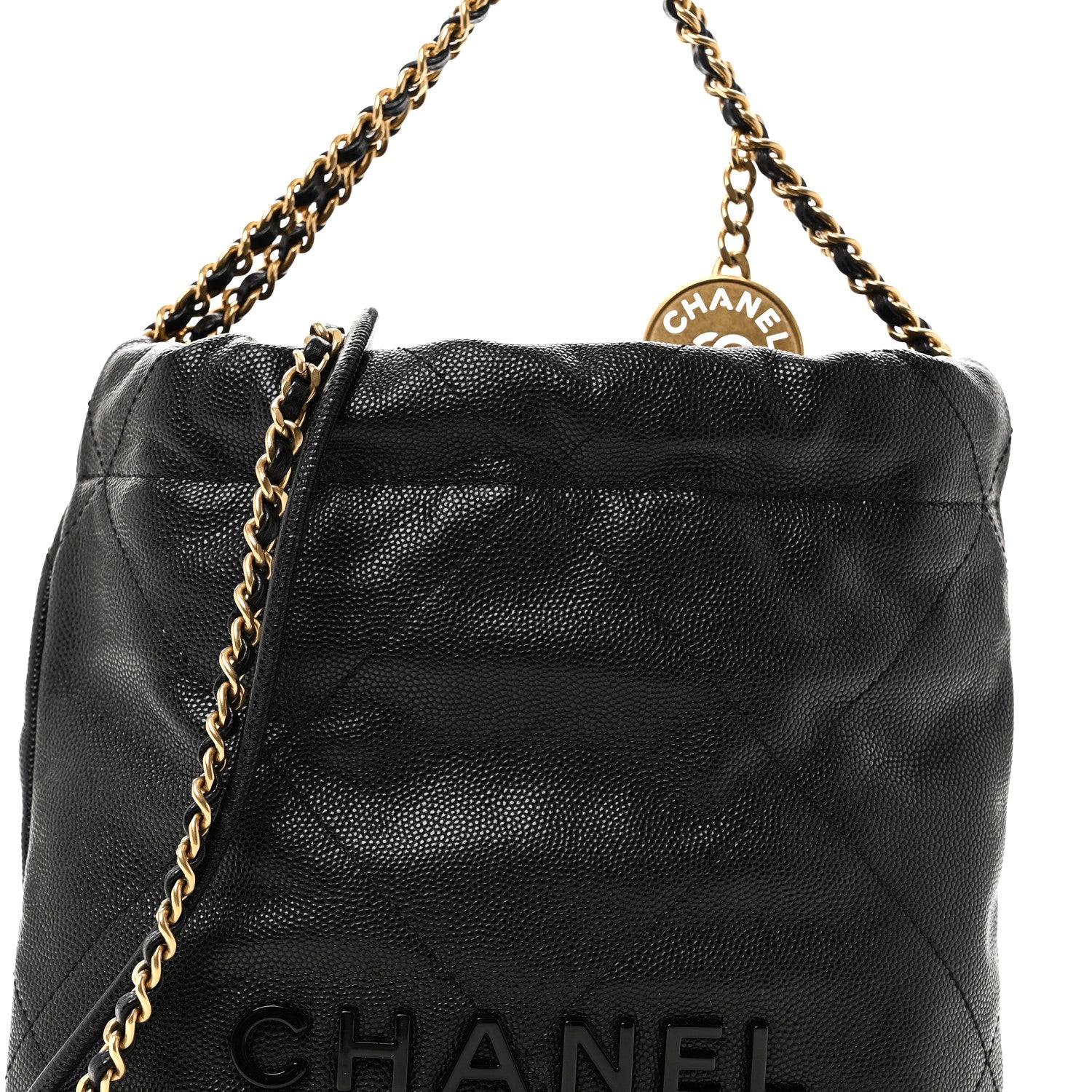 Chanel Shiny Caviar Quilted Monochrome Mini Chanel 22 Black 8 of 10