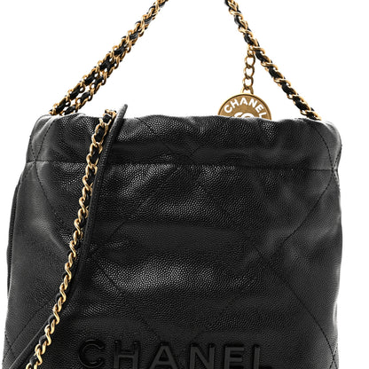 Chanel Shiny Caviar Quilted Monochrome Mini Chanel 22 Black 8 of 10