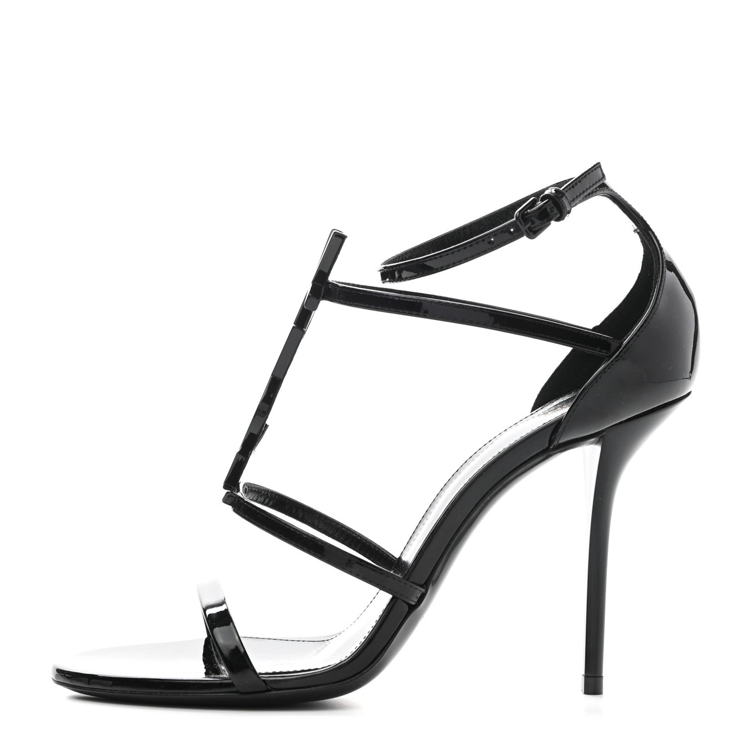 Saint Laurent Patent Calfskin Cassandra 110 Sandals 37.5 Black 1 of 7