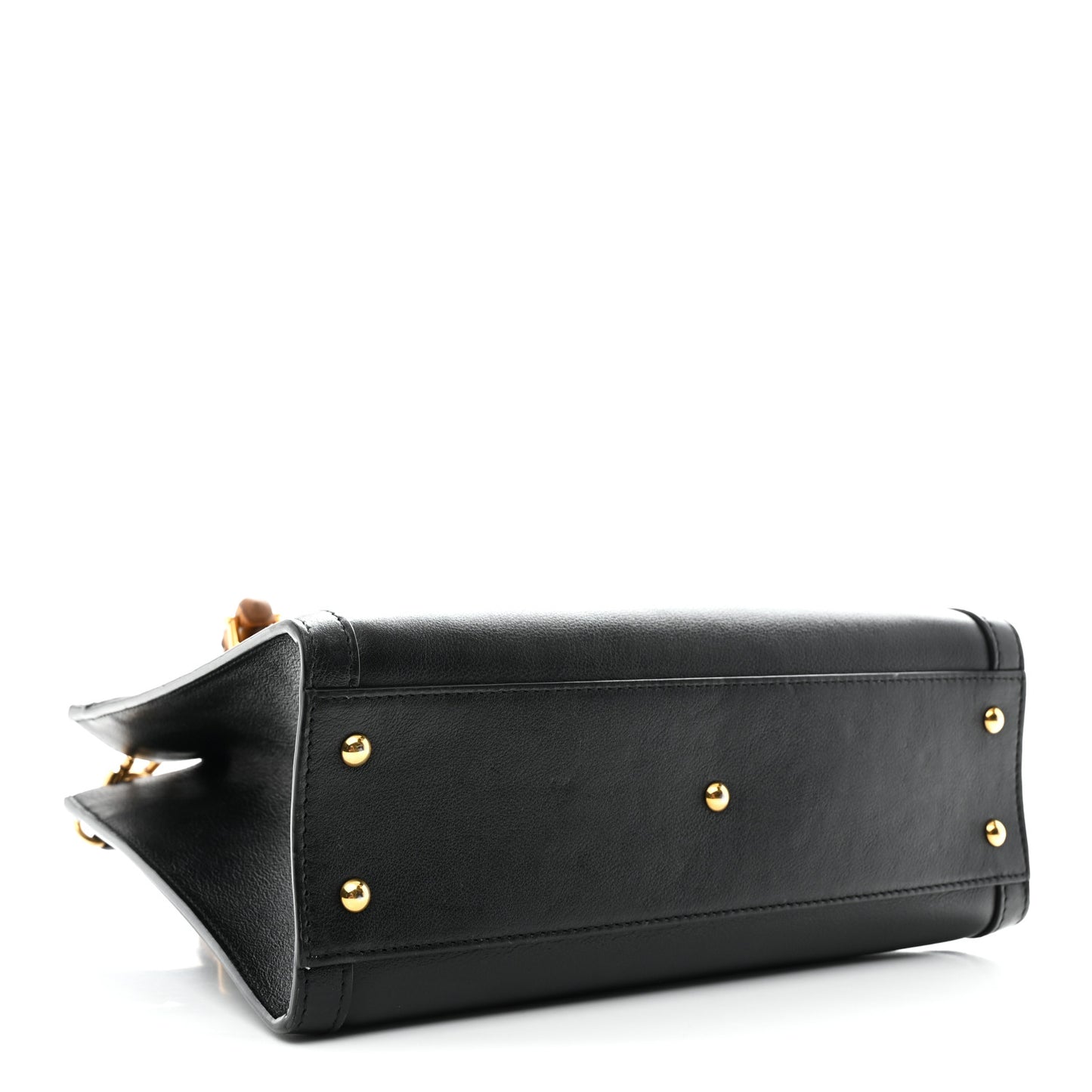 Calfskin Small Diana Tote Bag Black Yellow Fluo