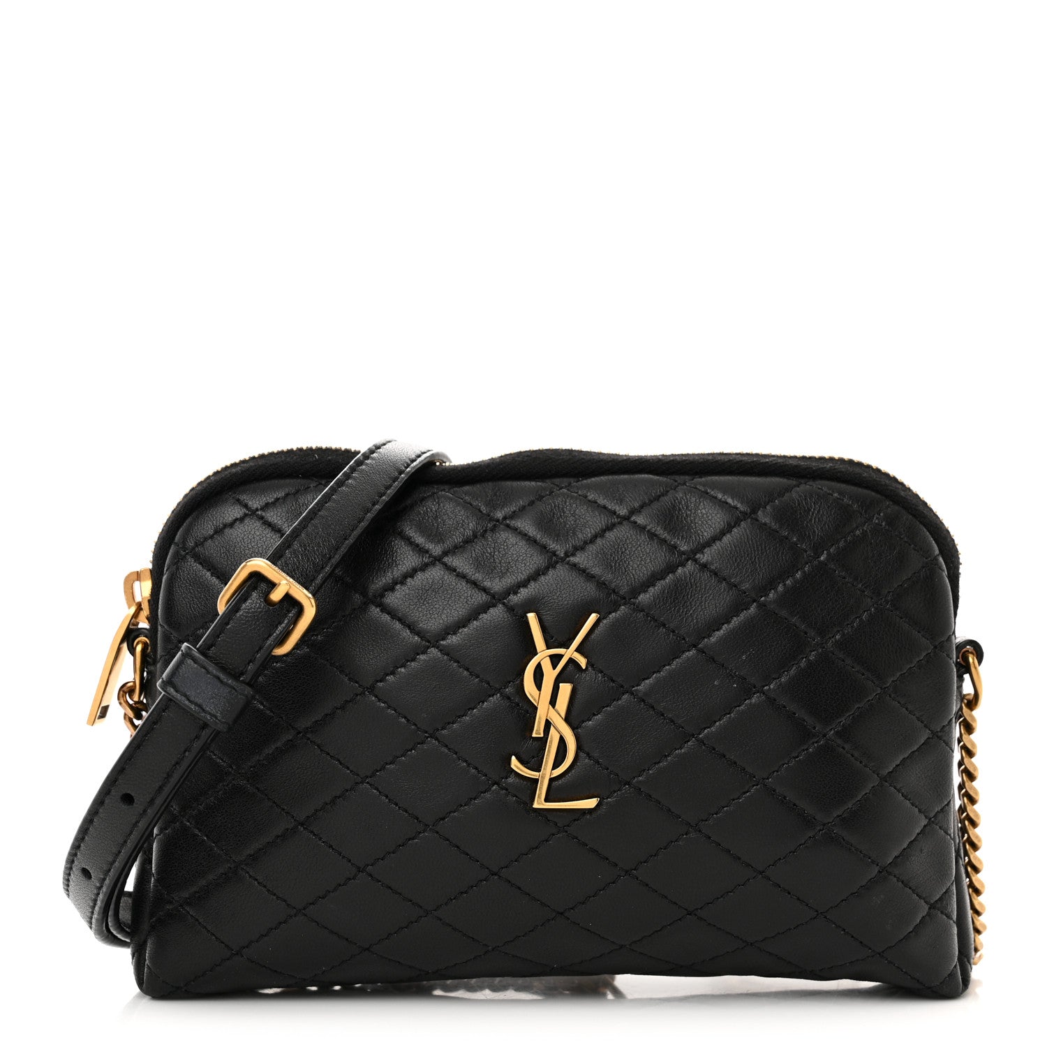 Saint Laurent Lambskin Quilted Gaby Zipped Pouch Black 1 of 11