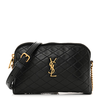 Saint Laurent Lambskin Quilted Gaby Zipped Pouch Black 1 of 11