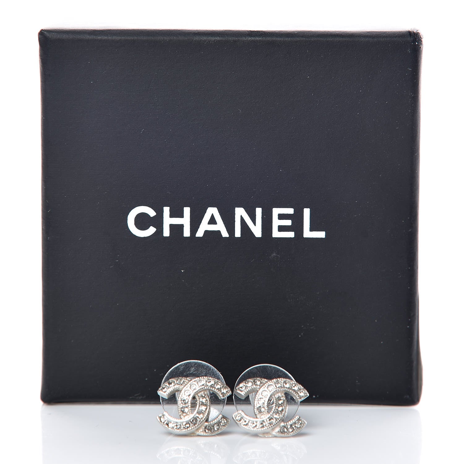 Chanel Crystal CC Earrings Silver 5 of 5