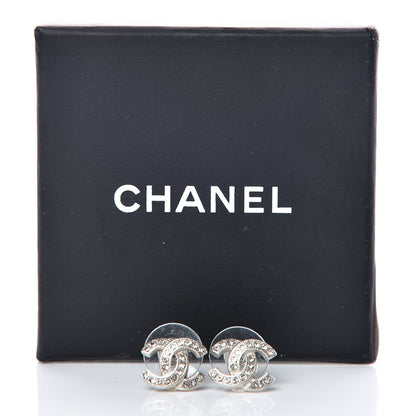 Chanel Crystal CC Earrings Silver 5 of 5