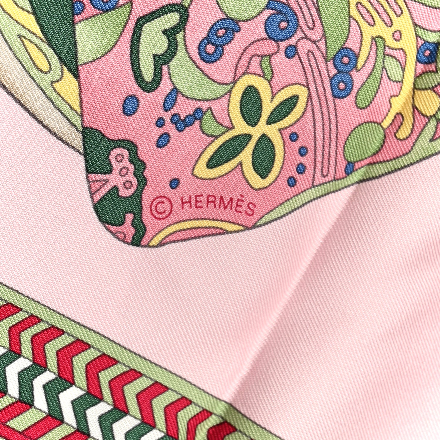 Hermes Silk Selle Des Steppes Scarf 90 Rose Pale Bleu Jean 4 of 5